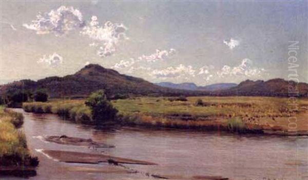 River Landscape Oil Painting by Frans David Oerder