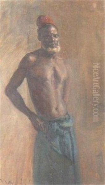 An East African Man Oil Painting by Frans David Oerder