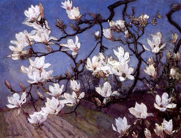 Flowering Magnolias Oil Painting by Frans David Oerder