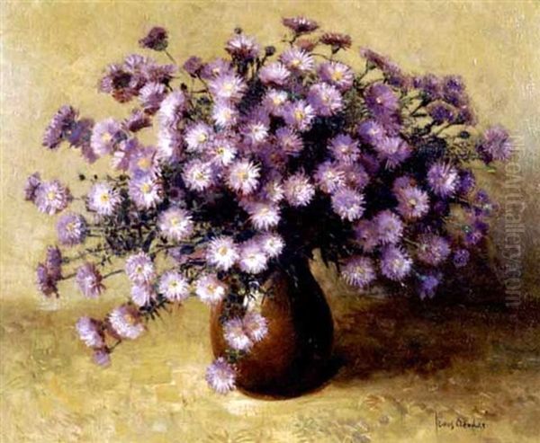 Purple Asters In A Vase Oil Painting by Frans David Oerder