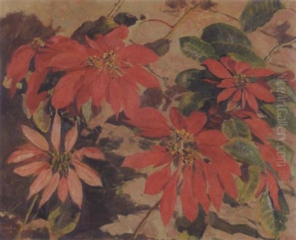 Poinsettias Oil Painting by Frans David Oerder