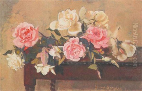 A Still Life With Roses Oil Painting by Frans David Oerder