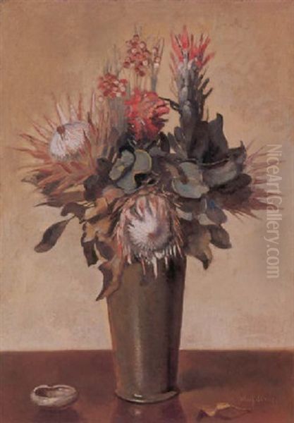 A Still Life Of Proteas Oil Painting by Frans David Oerder