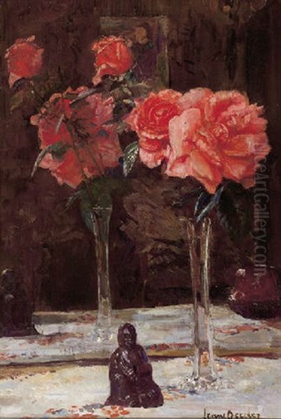 A Still Life With Roses Oil Painting by Frans David Oerder