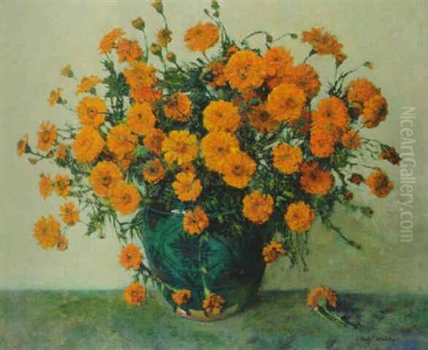 Afikaantjes - Marigolds Oil Painting by Frans David Oerder