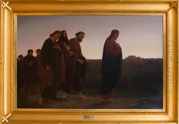 Christ On The Road To Emmaus Oil Painting by Johannes Adam Simon Oertel