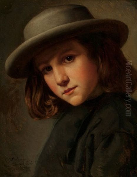 Portrait Of K.l. Stewart Cobb, 1887 Oil Painting by Carl August Heinrich Ferdinand Oesterley