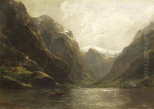 Gudvangen Im Naerofjord, Norwegen Oil Painting by Carl August Heinrich Ferdinand Oesterley