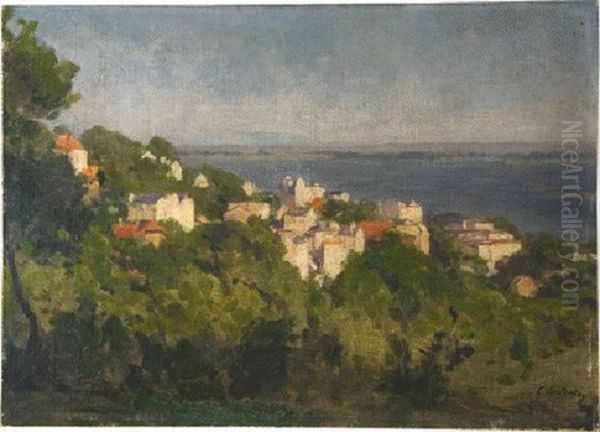 Blick Auf Blankenese Und Die Elbe Oil Painting by Carl August Heinrich Ferdinand Oesterley