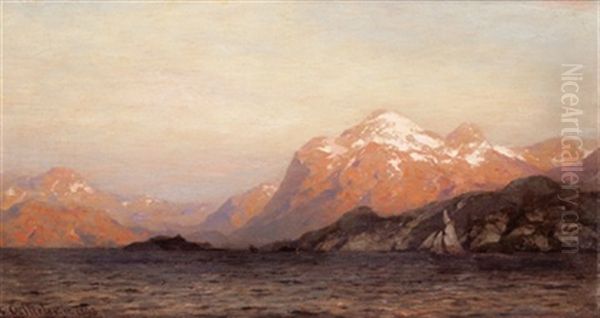 Fjordlandschaft Oil Painting by Carl August Heinrich Ferdinand Oesterley