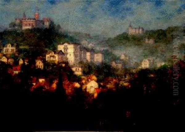 Herbstmorgen - Motiv Aus Blankenese Oil Painting by Carl August Heinrich Ferdinand Oesterley