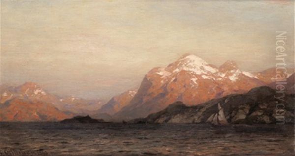 Fjordlandschaft Oil Painting by Carl August Heinrich Ferdinand Oesterley