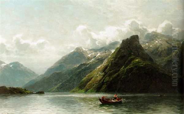 Summer: Fishing On A Norwegian Fjord by Carl August Heinrich Ferdinand Oesterley