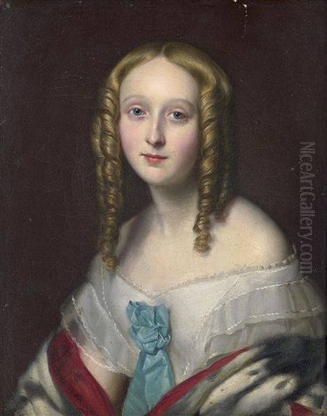 Bildnis Der Jungen Baronin Louise Auguste Charlotte Von Adelebsen Oil Painting by Karl Wilhelm Friedrich Oesterley