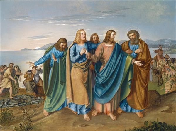 Jesus Und Seine Junger Am See Genezereth Oil Painting by Karl Wilhelm Friedrich Oesterley