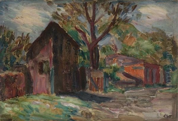 Country Landscape With Barn Oil Painting by George Ferdinand Of Jr.