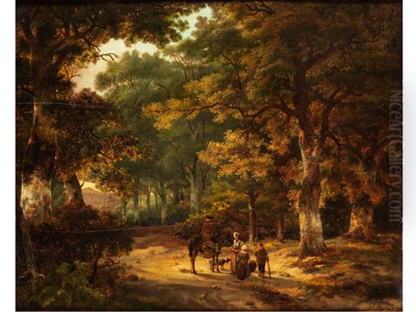 Waldlandschaft Mit Figuren Oil Painting by Anthony Jacobus Offermans