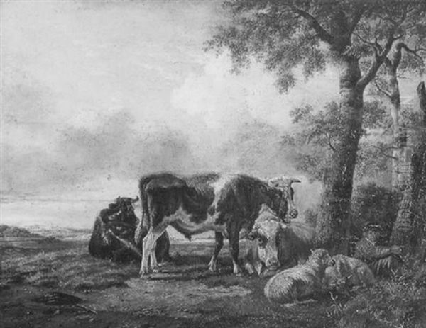 Een Boer Met Zijn Vee Oil Painting by Anthony Jacobus Offermans