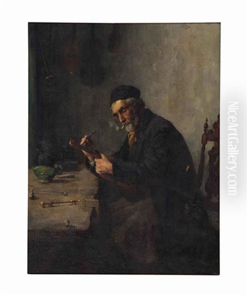 The Violin Mender Oil Painting by Tony Lodewijk George Offermans