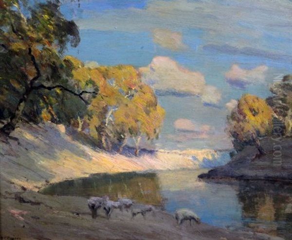 The Murray River Oil Painting by Edward Cairns Officer