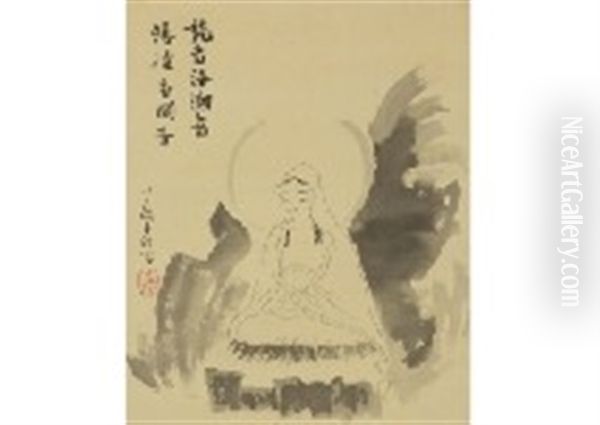 Kannon Oil Painting by Usen Ogawa