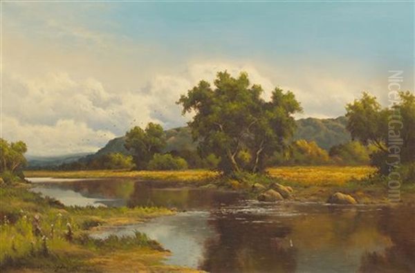 Riverscape Oil Painting by Frederick D. Ogden