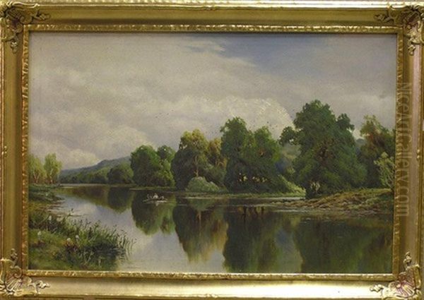 Landscape With Rowboat Oil Painting by Frederick D. Ogden