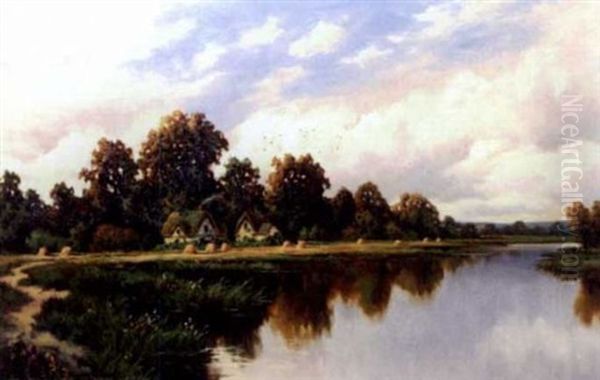 River Landscape Oil Painting by Frederick D. Ogden