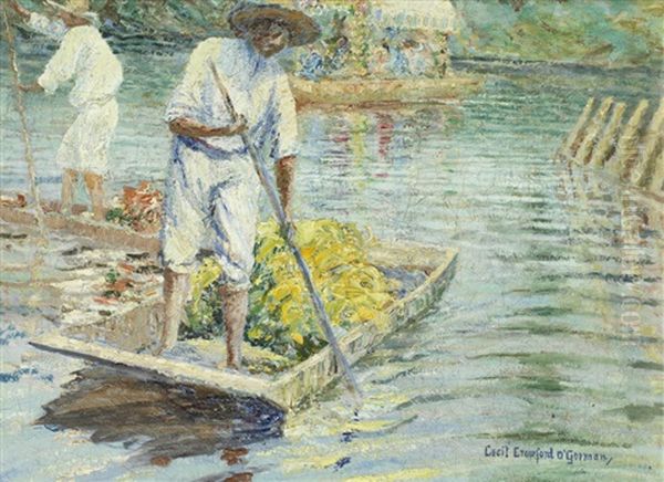 Floating Flower Market, Mexico Oil Painting by Cecil Crawford O'Gorman