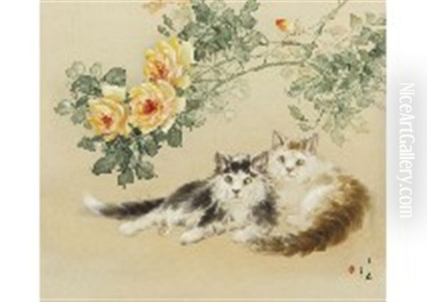 Kitten Oil Painting by Suiseki Ohashi