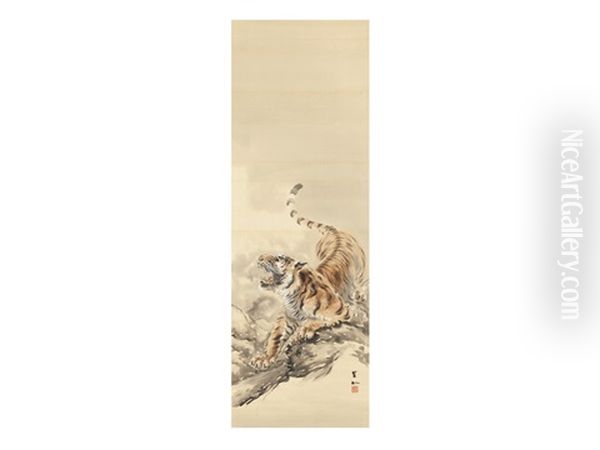 Fierce Tiger Oil Painting by Suiseki Ohashi