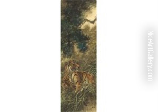 Two Tigers Oil Painting by Suiseki Ohashi