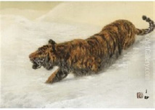 Tiger Oil Painting by Suiseki Ohashi