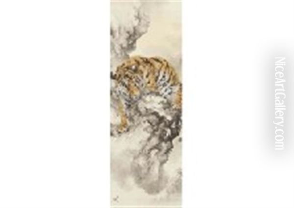 Tiger Oil Painting by Suiseki Ohashi