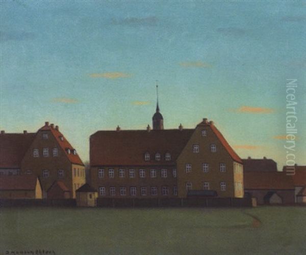 Enkehuset Set Fra Nord Oil Painting by Jeppe Madsen Ohlsen