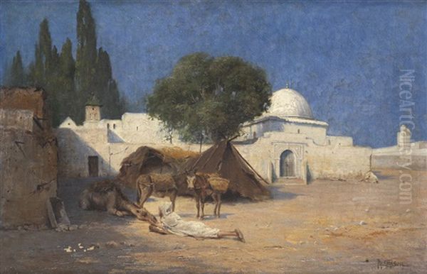 Halte Devant Un Mausolee Oil Painting by Theodor Ohlsen