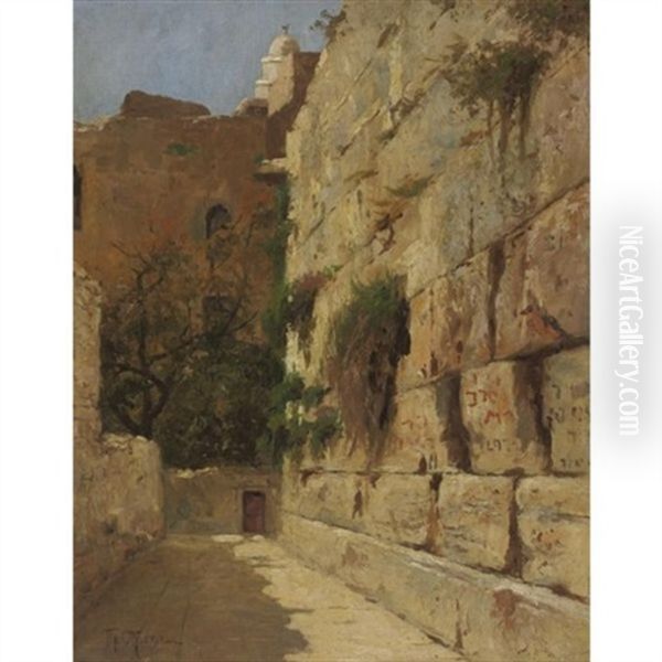 View Of The Kotel - Western Wall Oil Painting by Theodor Ohlsen