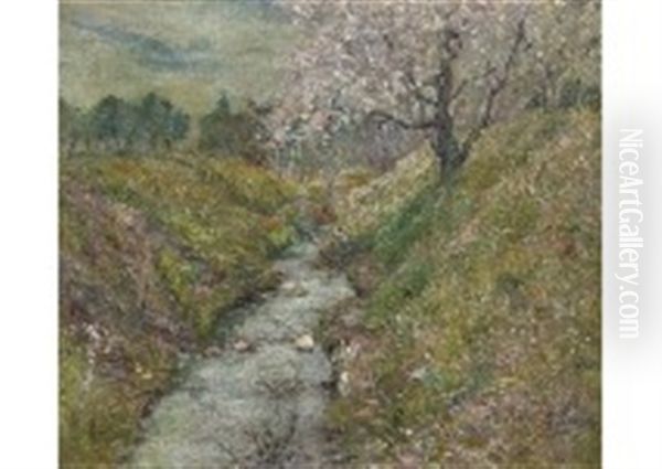 Spring Gorge Oil Painting by Saburosuke Okada