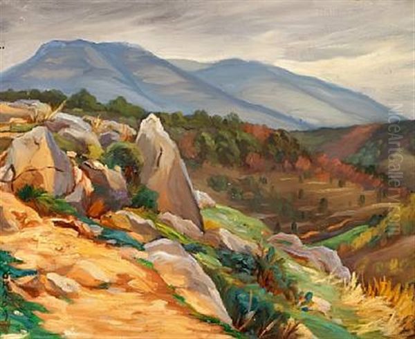 Scenery From La Gaude In Alpes Maritimes, South Of France Oil Painting by Saburosuke Okada