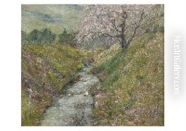 Spring Valley Oil Painting by Saburosuke Okada