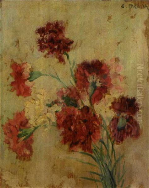 Carnation Oil Painting by Saburosuke Okada