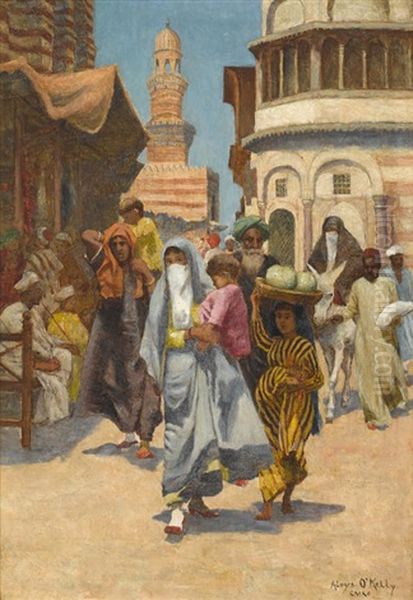 A Street In Cairo Oil Painting by Aloysius C. O'Kelly