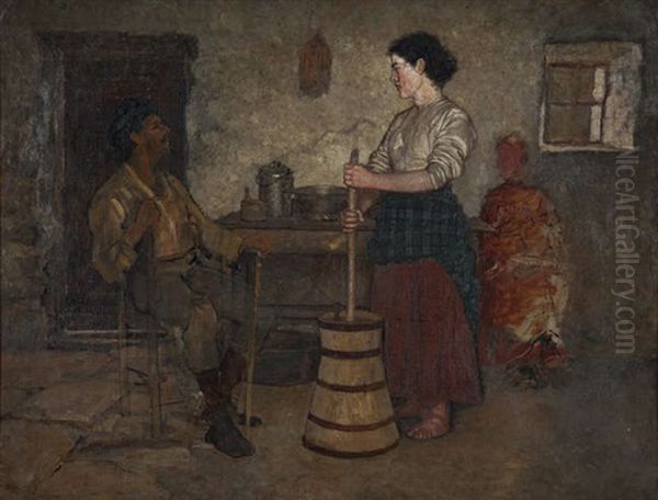 Cottage Interior Oil Painting by Aloysius C. O'Kelly