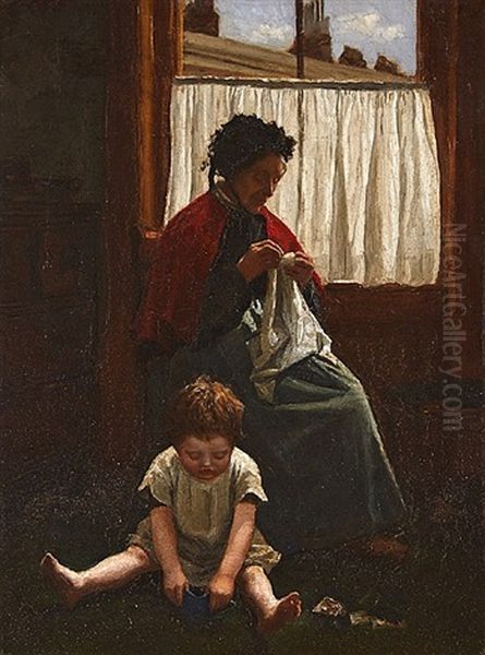 Mother And Child Oil Painting by Aloysius C. O'Kelly