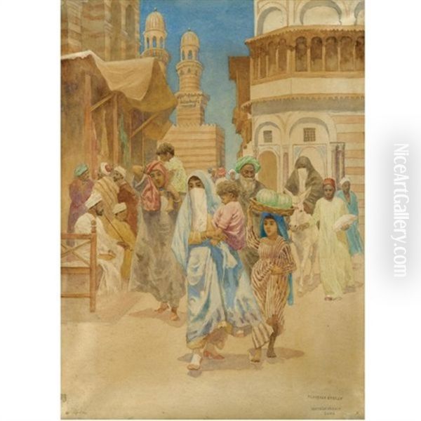 A Street In Cairo Oil Painting by Aloysius C. O'Kelly