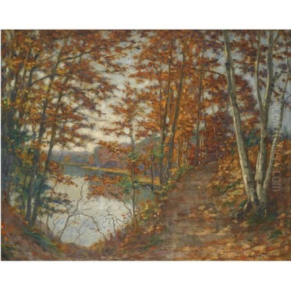 Autumn Landscape Oil Painting by Aloysius C. O'Kelly