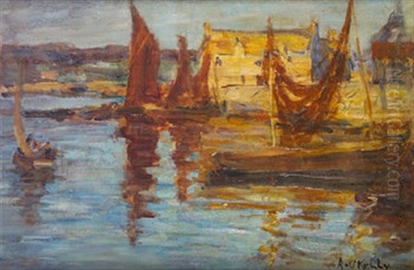 The Harbour, Concarneau Oil Painting by Aloysius C. O'Kelly