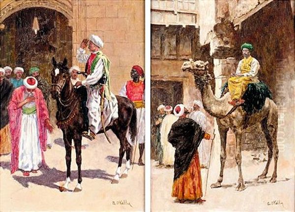 A Question For The Sultan (+ The Sultan's Reply; Pair) Oil Painting by Aloysius C. O'Kelly