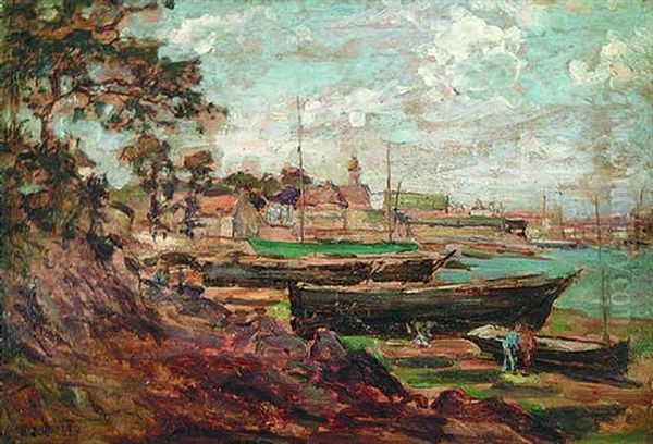 Harbor At Concarneau Oil Painting by Aloysius C. O'Kelly