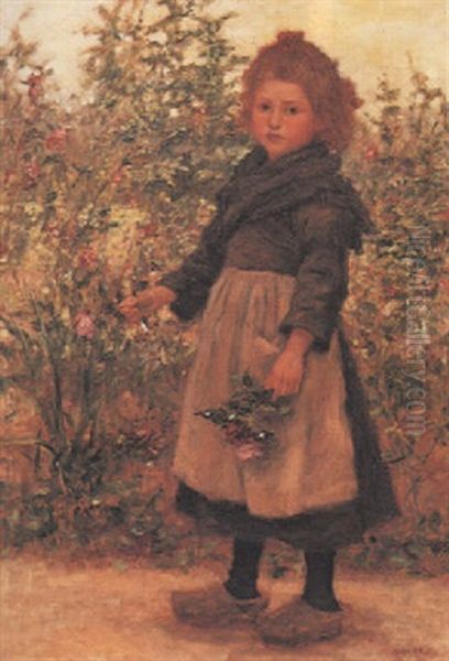 Picking Roses In A Breton Garden Oil Painting by Aloysius C. O'Kelly